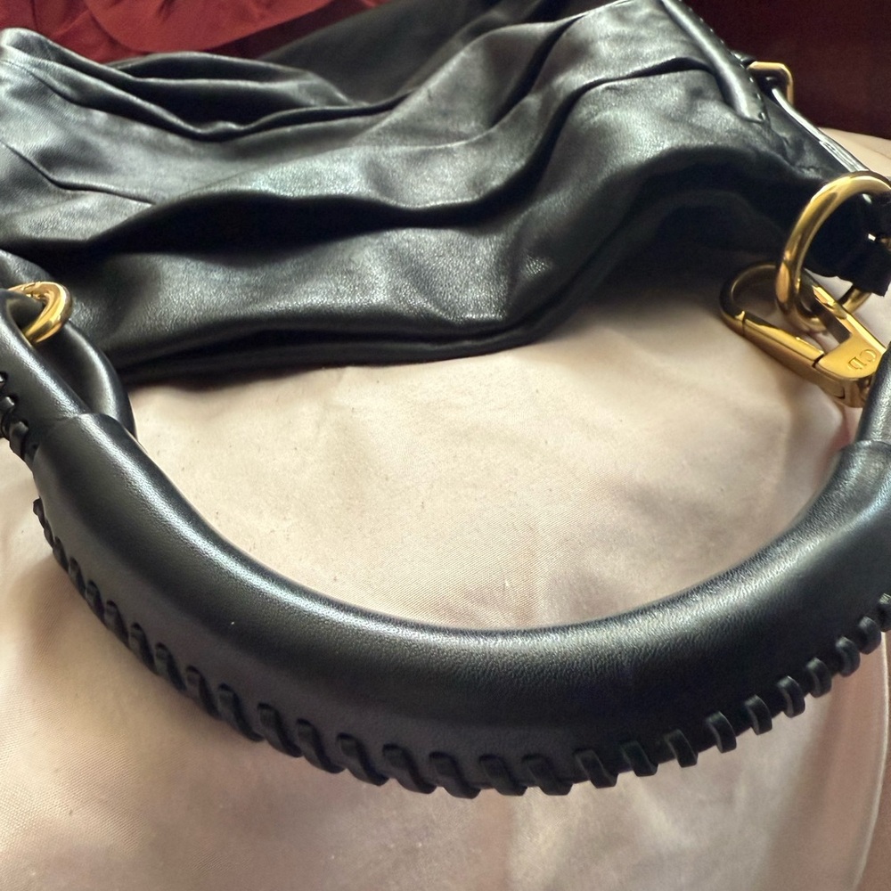Dior Black and Gold Shoulder Bag with Pleated Design - Picture 2 of 11